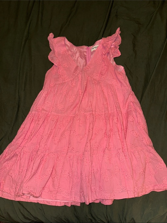 Impressions Dresses & Skirts - Impressions Pink Eyelet Tiered Ruffle Dress